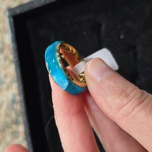 Handmade Acrylic Ring Size 8 New Women Men Unisex Rings Blue